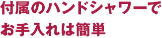 付属のハンドシャワーでお手入れは簡単