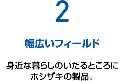 2　幅広いフィールド　身近な暮らしのいたるところにホシザキの製品。