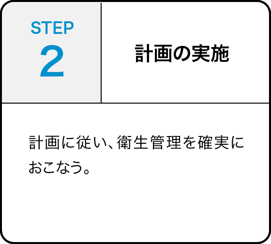 STEP 2 計画の実施 計画に従い、衛生管理を確実におこなう。