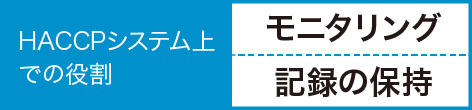 HACCPシステム上での役割 モニタリング 記録の保持