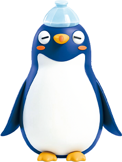 熱中症対策をしたペンギンのキューブのイラスト