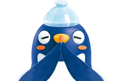 熱中症対策をしたペンギンのキューブのイラスト