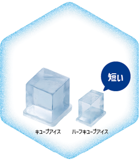ハーフキューブアイスはキューブアイスより製氷時間が短い