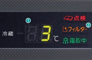 冷蔵庫の状態がわかる表示パネル