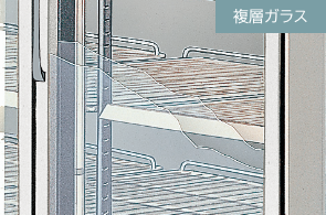 結露防止ヒーター入複層ガラス仕様