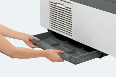 排水処理を軽減させる除霜水強制蒸発式