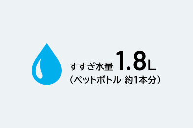 すすぎ水量1.8L（ペットボトル 約1本分）
