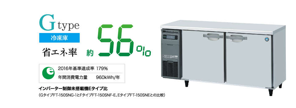 インバーター制御搭載 テーブル形冷凍庫［FT-150SNG］