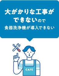 大がかりな工事ができないので食器洗浄機が導入できない