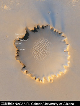 2009年にNASAの火星探査機が撮影したクレーター